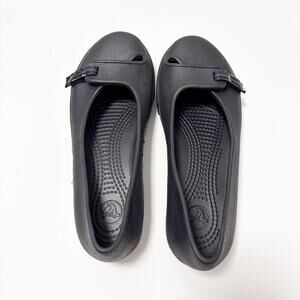 Crocs Women's Sz 6 Crocband 2.5 Black Adjustable Toe Strap Ballet Flats